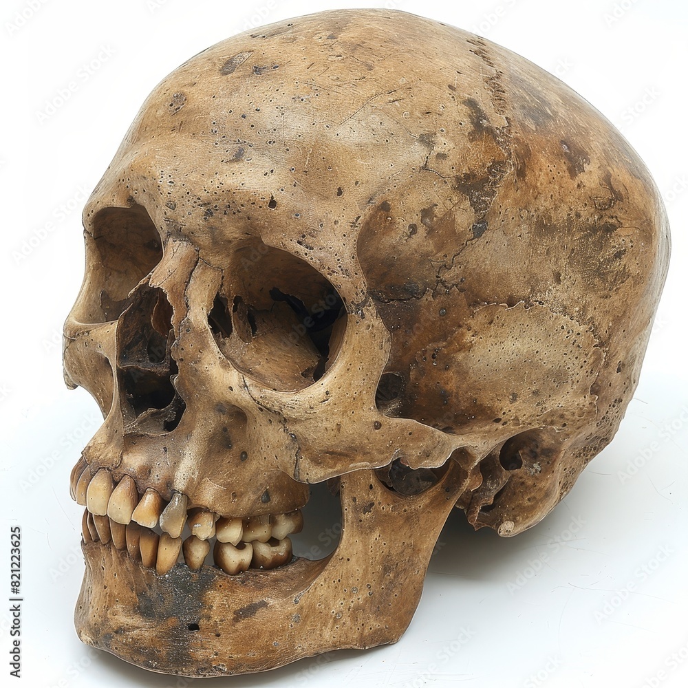 a skull with a missing jaw and teeth on a white surface a skull with a missing jaw and teeth on a white surface