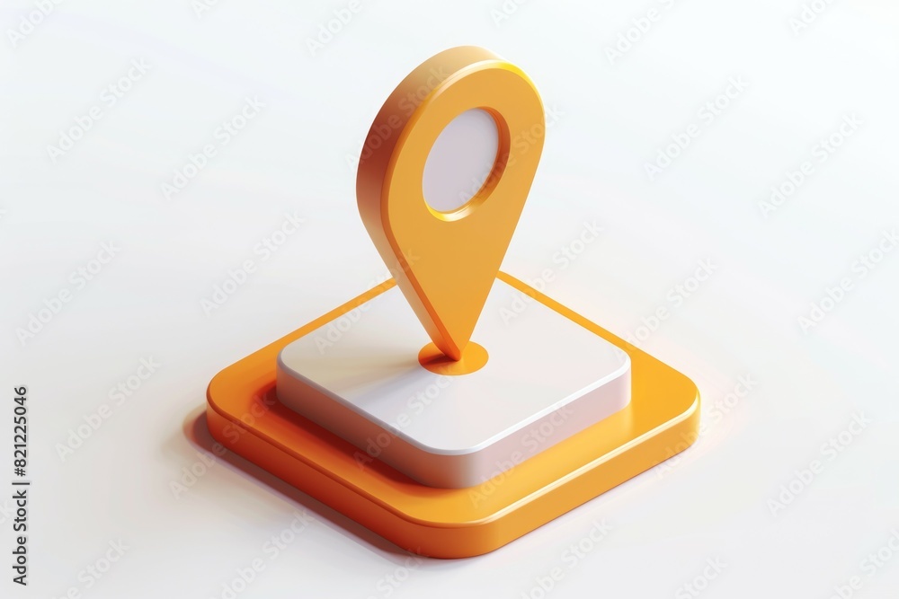 A yellow and white icon. Geolocation or Mark location symbol, position. Navigation for map, location pin A yellow and white icon. Geolocation or Mark location symbol, position. Navigation for map, location pin
