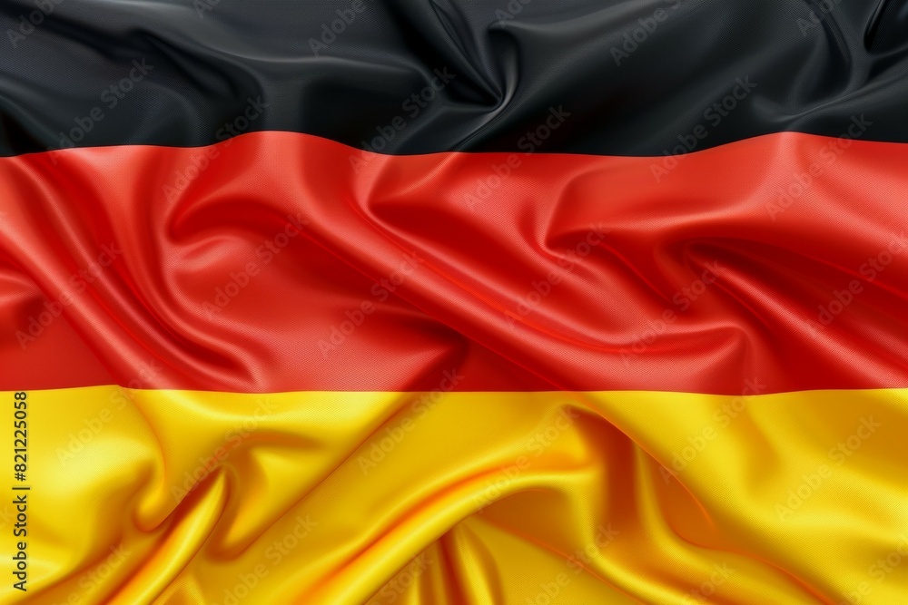 A flag with a red, yellow and black stripe. Flag of Germany. German official symbol A flag with a red, yellow and black stripe. Flag of Germany. German official symbol