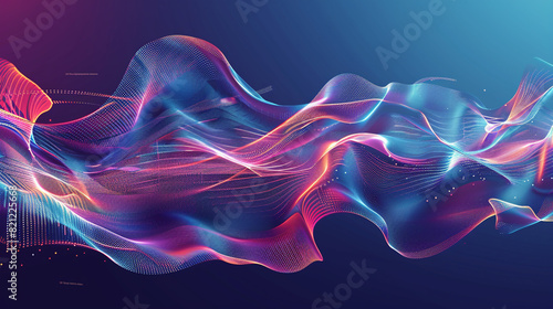 Produce a visually engaging illustration incorporating abstract wave dynamics and hi-tech visuals  suitable for professional banner presentations.
