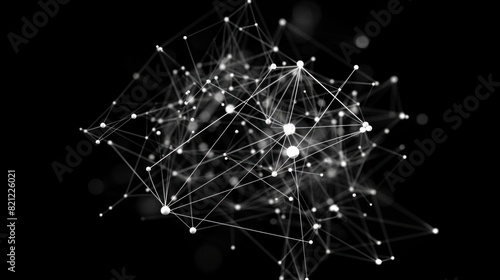 Central Network Structure: Feature a central network structure composed of polygonal shapes and connecting lines and dots. This structure can be complex and intricate. Generative AI