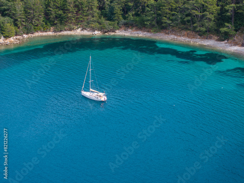 Yachting in the Turqouise Sea Drone Photo  Marmaris Mugla  Turkiye  Turkey 
