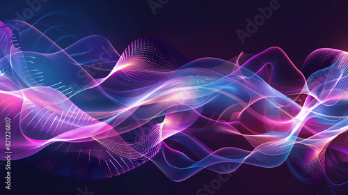 Produce a visually engaging illustration incorporating abstract wave dynamics and hi-tech visuals, suitable for professional banner presentations.