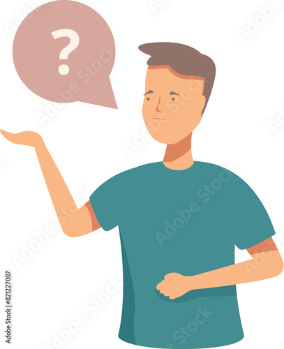 Illustration of a young man with a questioning expression and speech bubble
