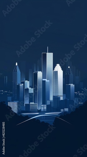 Cityscape with white abstract line corner curve