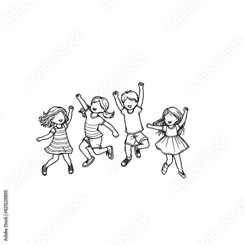 Kids silhouette. Children playing silhouette. school child silhouette.