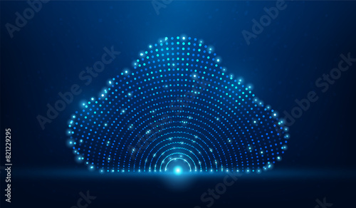 cloud data center digital technology dot on blue background. database computing online storage. vector illustration fantastic hi-tech design.