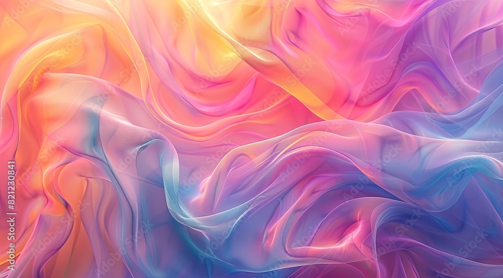 Colorful background with colorful smoke and flowing fabric in the style of flowing fabric