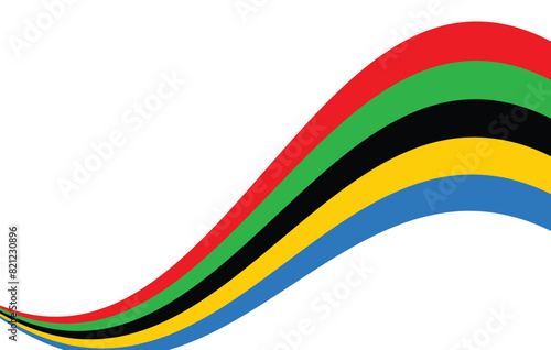 Abstract wavy stripes way of Olympic games colors isolated white background. Vector illustration.eps10