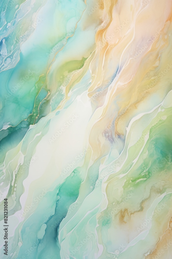 Abstract fluid art in soft pastel colors. This illustration features flowing patterns of teal, peach, and beige blending seamlessly. Vertical image. soft focus Abstract fluid art in soft pastel colors. This illustration features flowing patterns of teal, peach, and beige blending seamlessly. Vertical image. soft focus