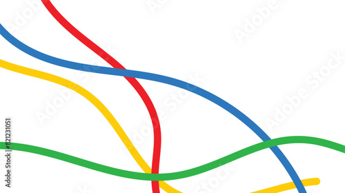 Abstract wavy stripes way of Olympic games colors isolated white background. Vector illustration.eps10