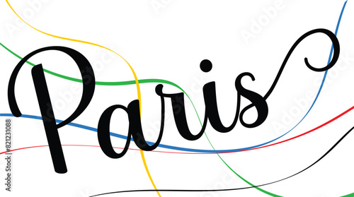 Abstract wavy stripes way of Olympic games colors isolated white background. Vector illustration.eps10