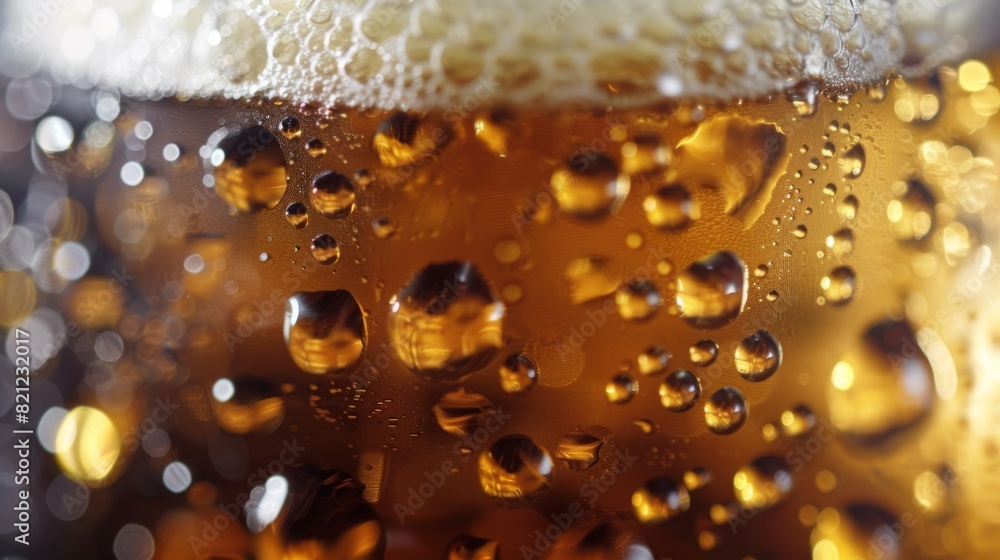 A close up of a glass of beer with bubbles A close up of a glass of beer with bubbles
