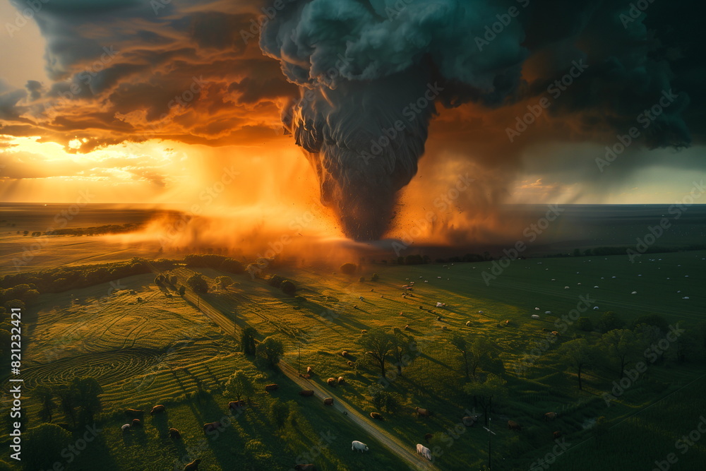 A bird's eye view of the tornado. Helplessness in the face of the elements. Natural disaster