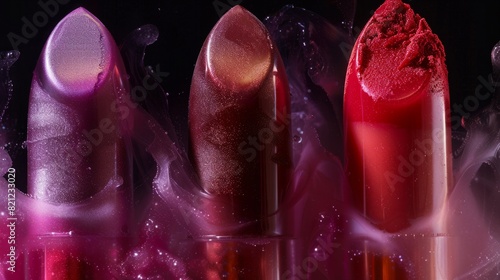 moment when the lipsticks cool and solidify in the molds, lipstick production concept generative ai