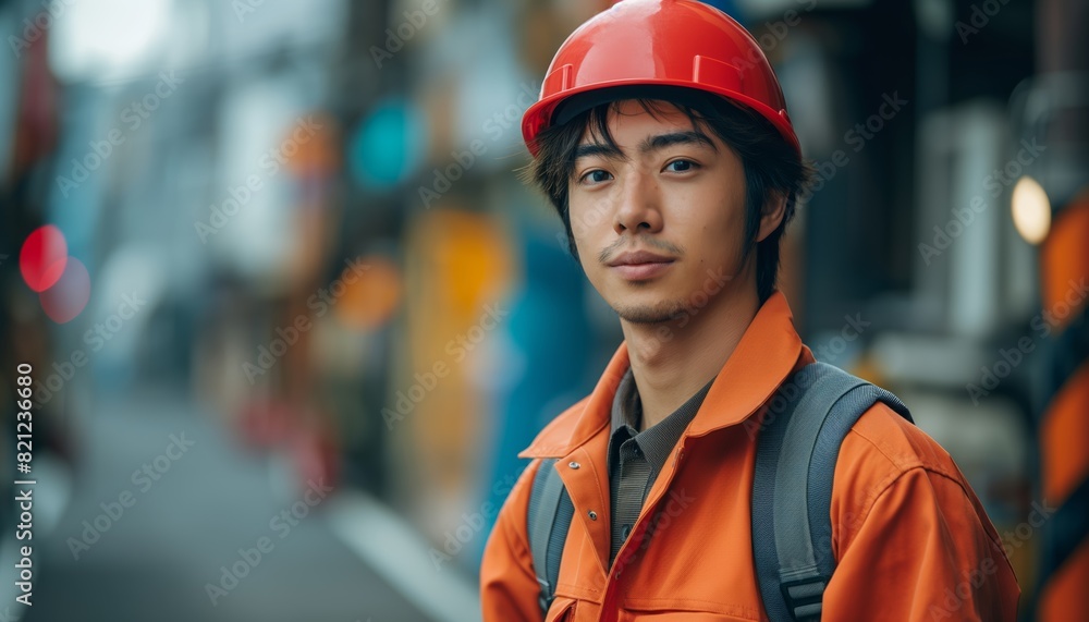 Young man in construction attire Young man in construction attire