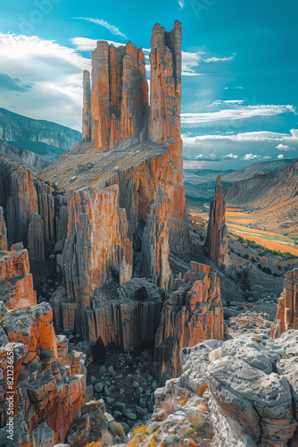 A colossal bird whose wingspan created a vast plateau, now home to diverse ecosystems and ancient ruins,