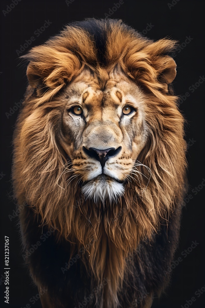 Close-Up Portrait of Majestic Lion with Intense Gaze Close-Up Portrait of Majestic Lion with Intense Gaze