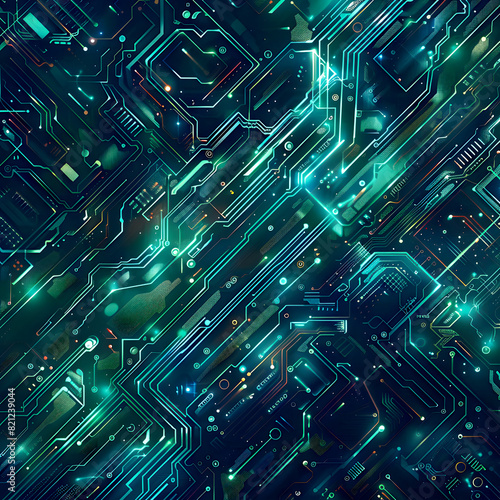 Details of the Circuit Board, High-resolution Abstract Electronic Circuit Background, Futuristic and Dynamic Design With Vibrant Tech Color, Energy of Fractal Realms, Printed Circuit Board Background