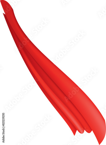 Woman superhero silhouette costume element. Scarlet fabric silk cloak. Mantle costume or cover cartoon vector illustration