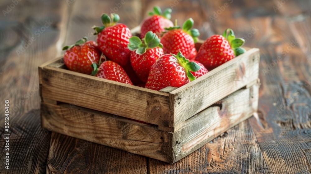 space around wooden box with strawberries for writing generative ai