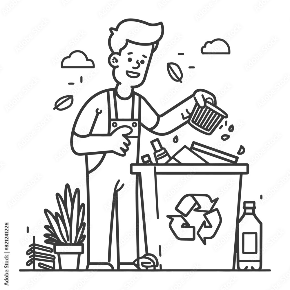 outline illustration for positive activities for throw garbage in the place outline illustration for positive activities for throw garbage in the place