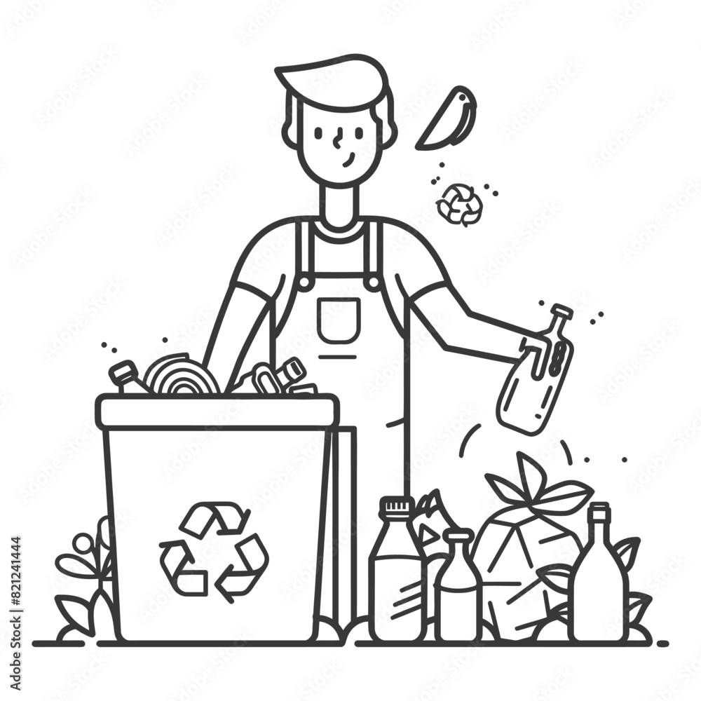 outline illustration for positive activities for throw garbage in the place