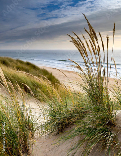 Blick auf Strand mit D  nen