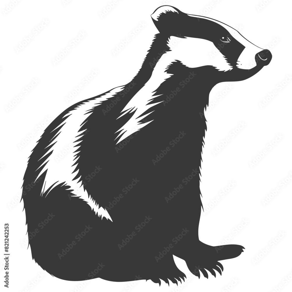 Silhouette badger animal black color only Silhouette badger animal black color only