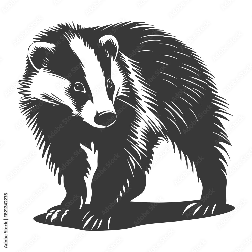 Silhouette badger animal black color only Silhouette badger animal black color only
