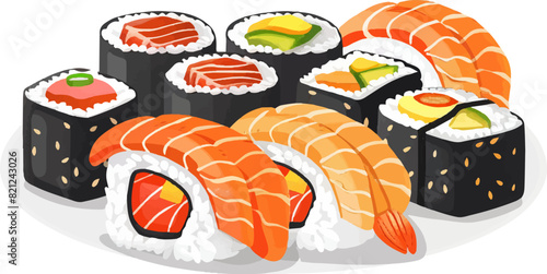 Sushi plate combo vector illustration