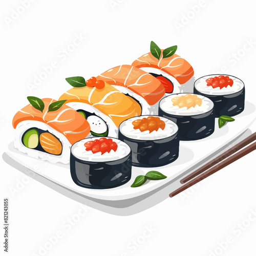 Sushi plate combo vector illustration