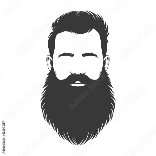 Silhouette beard hair mustache man only black color only