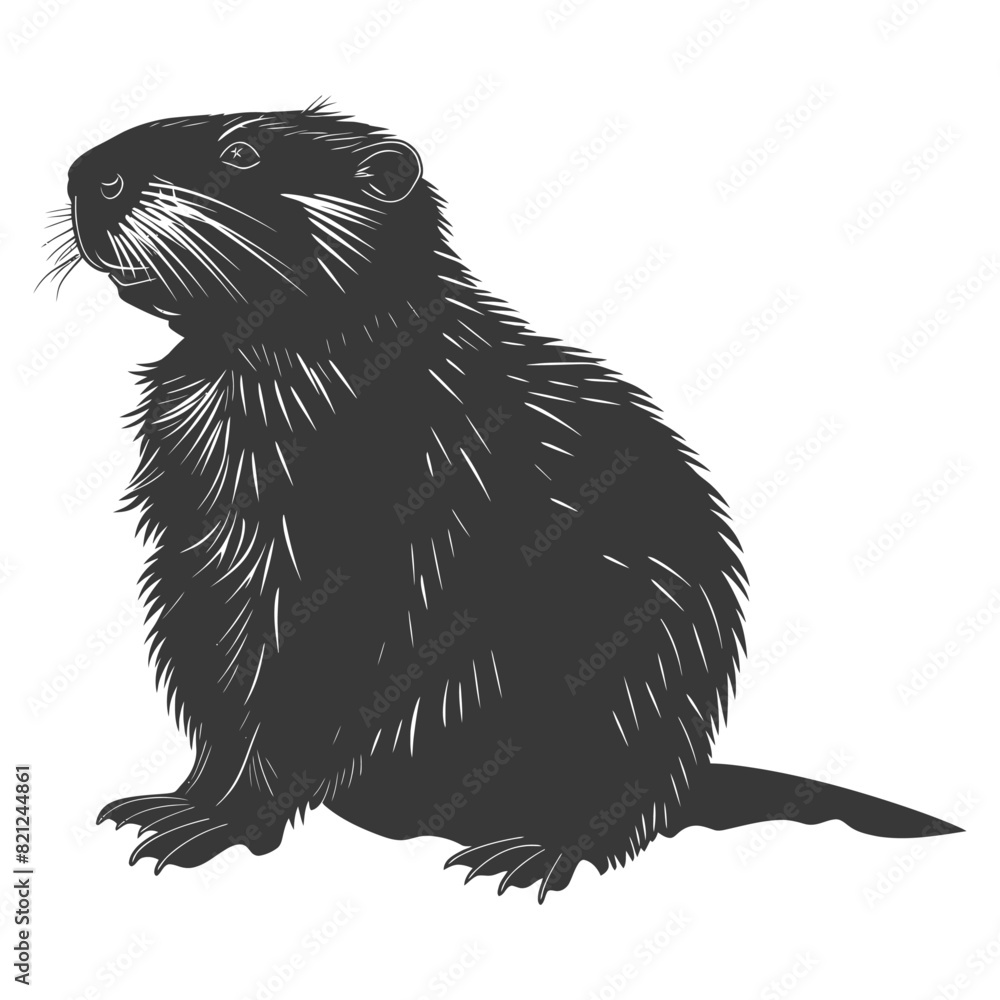 Silhouette beaver animal black color only Silhouette beaver animal black color only