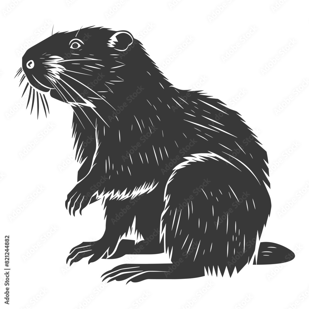 Silhouette beaver animal black color only Silhouette beaver animal black color only