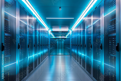 Futuristic Data Center Server Room  