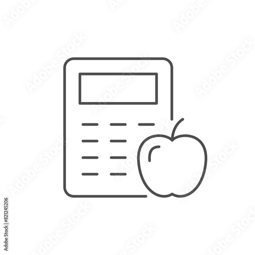 Nutrition calculating line outline icon