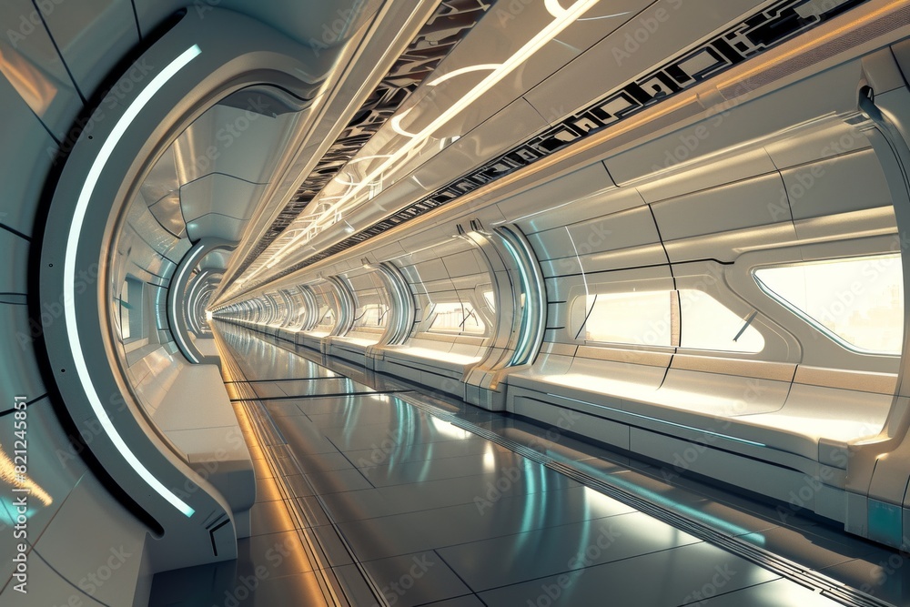 Obraz premium Futuristic concept of hyperloop travel concept, Ai generated