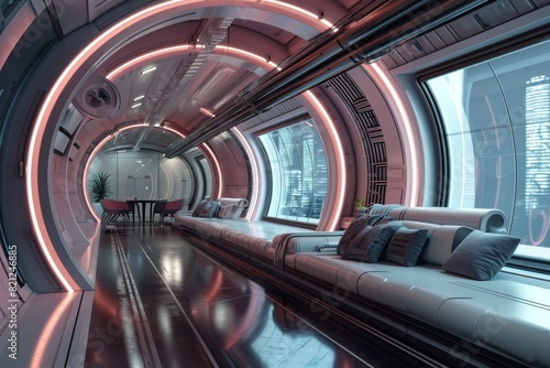 Futuristic concept of hyperloop travel concept, Ai generated