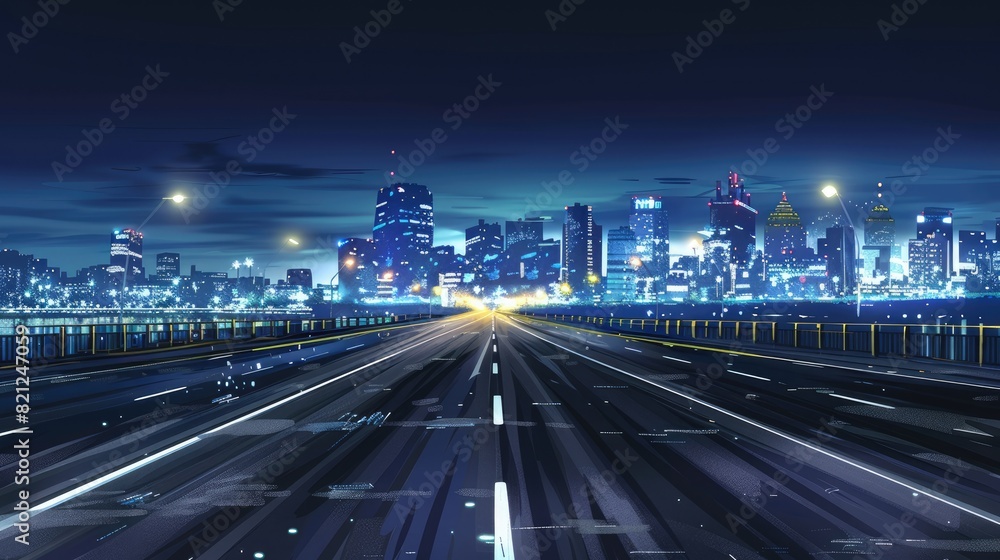 Fototapeta premium asphalt highway road and city skyline background. concept of car sale, auto, automobile, automotive empty space, shop or store. 
