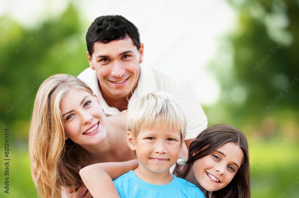 Happy young Family with children outdoor Happy young Family with children outdoor