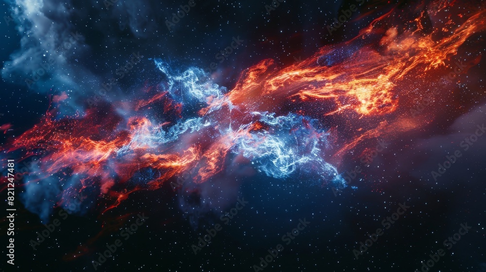 Obraz premium Vibrant fire and smoke backdrop in red and blue hues