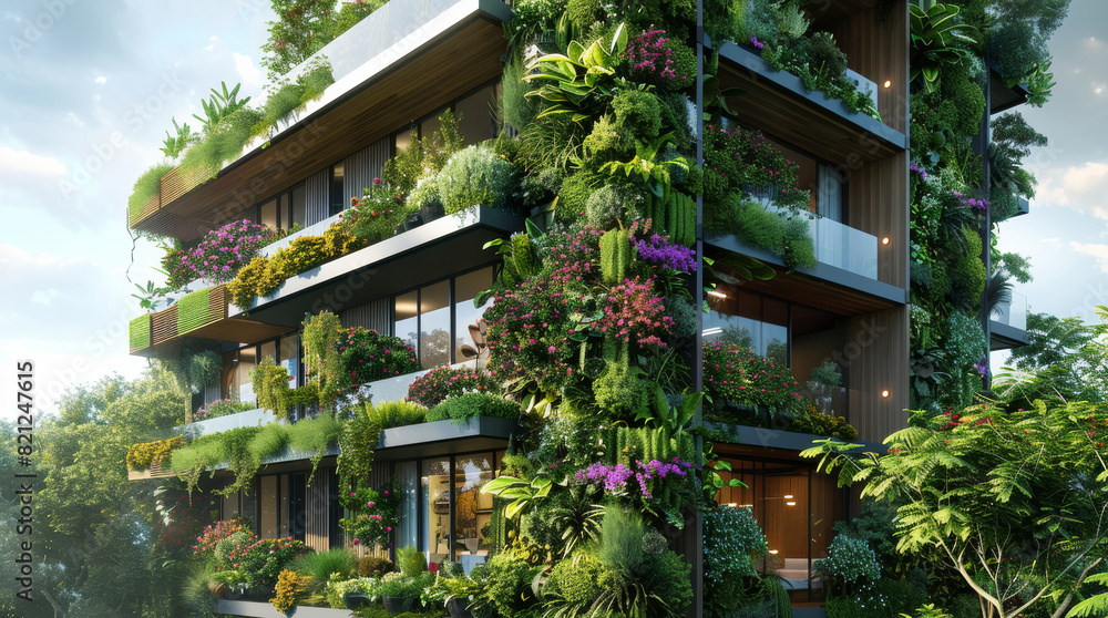 An eco-friendly residence with a living facade composed of vertical ... - Eco-Friendly High-Rise Living With Private Decks