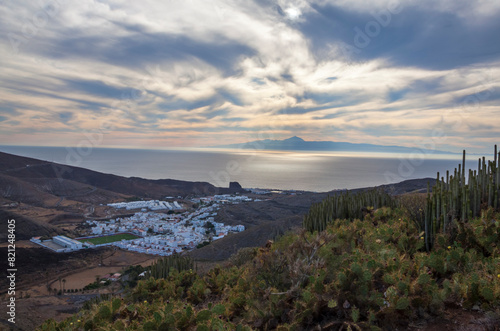 Paisaje del municipio de Agaete desde Troya en la isla de Gran Canaria, España