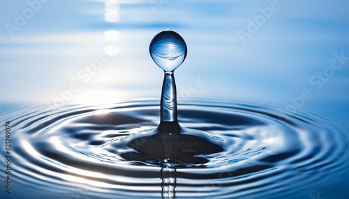 world water day concept water drop close up on a blue background with ripples and waves