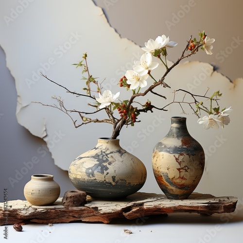 minimalist art Ikebana      Rough  broken pottery