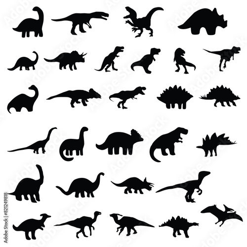 Set of Dinosaur Silhouette Icon, Dinosaur Silhouette, Dinosaur icon, black silhouettes dinosaurs, Dinosaur Silhouette Illustration, 
