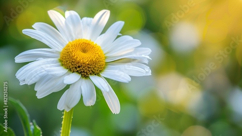 A sunny daisy with its yellow center and white petals  the classic flower s simplicity and color contrast creating a timeless and cheerful image.