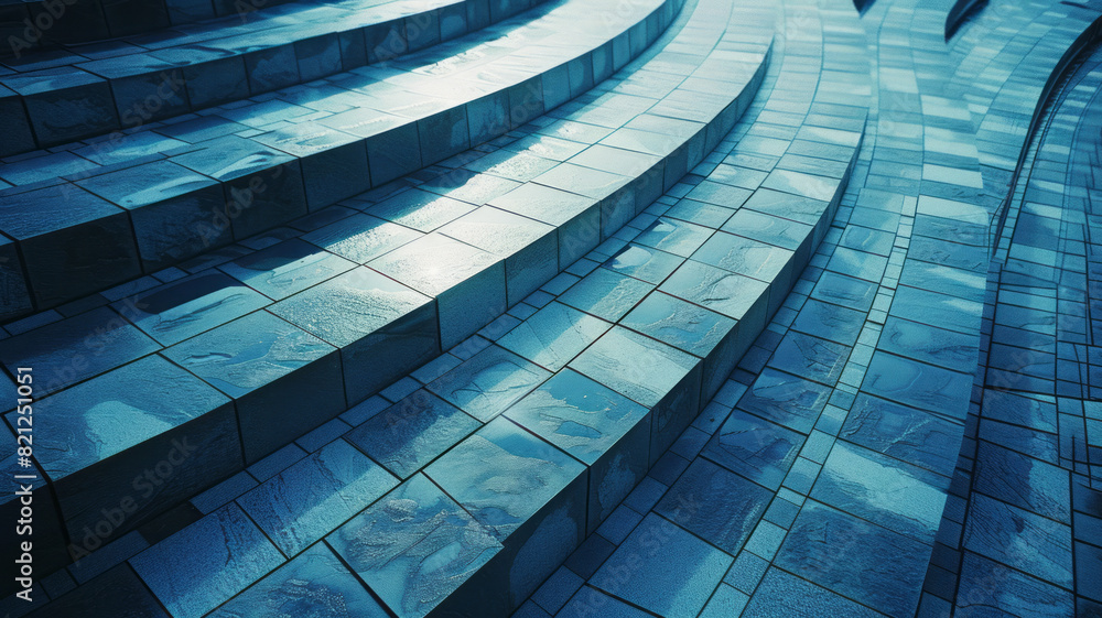 Obraz premium Composition of oversized blocks in shades of blue, forming a wave-like pattern for a calming effect,
