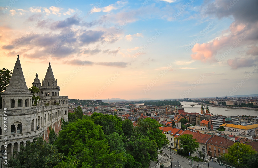 Fishermen's Bastion in Budapest in the sunset, Hungary Fishermen's Bastion in Budapest in the sunset, Hungary
